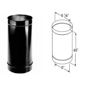 DuraVent 6DBK-48 Single Wall Stove Pipe, 24 Ga ~ 6