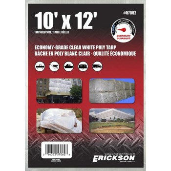 Erickson Mfg 57062 10x12 Clear White Tarp