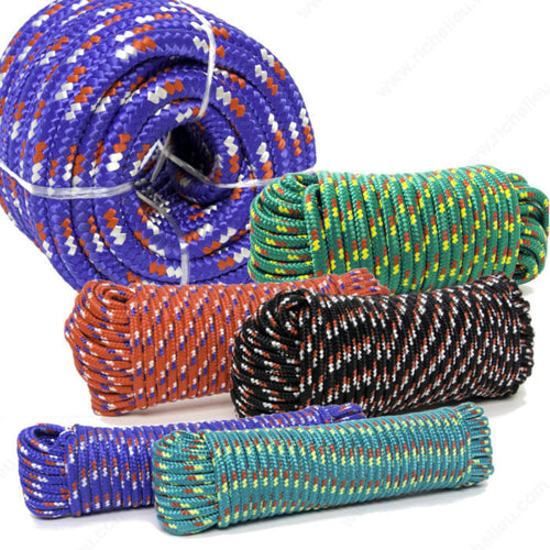 King Cord Polypropylene Diamond Braid Rope - Blue/Black/White//Red/Green/Yellow/Purple - 3/16 X 75'