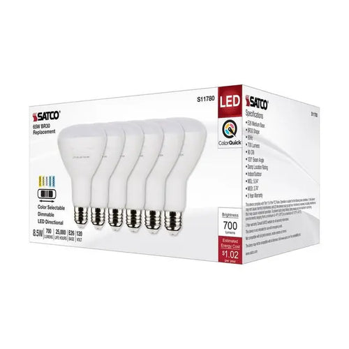 Satco S11780 8.5BR30/LED/5CCT/E26/120V/6PK
